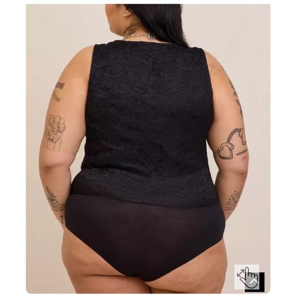 Torrid Womans Black Lace Corset Seamed Lace-Up Bodysuit Size 3X - Picture 3 of 8